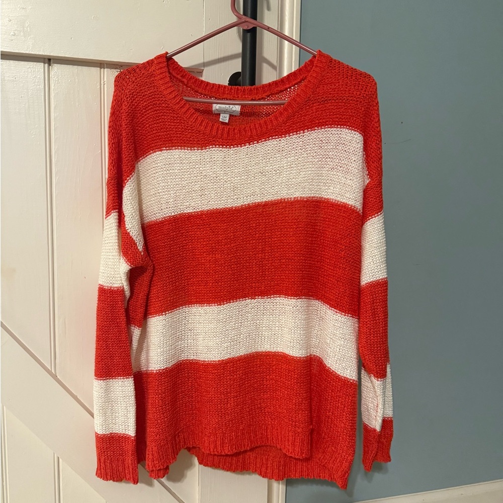 Red and White Striped Sweater